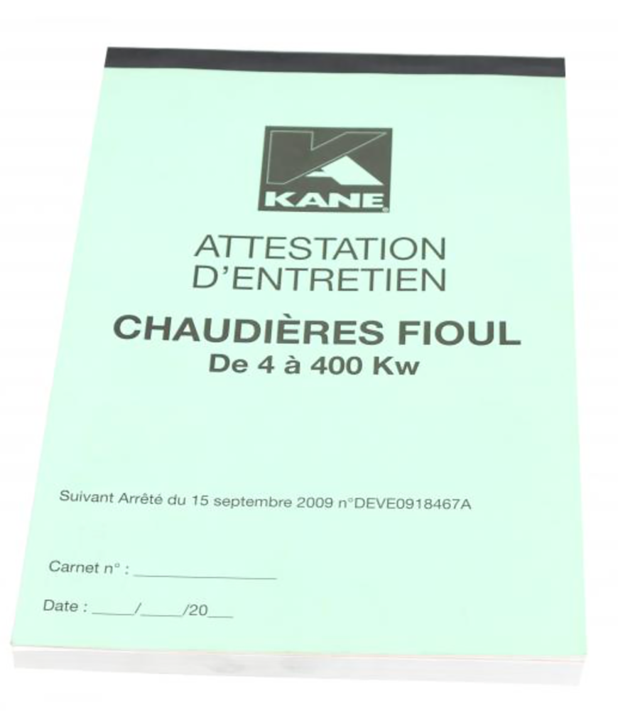 Image du produit ATTESTATION ENTRETIEN FIOUL 4 A 400 KW