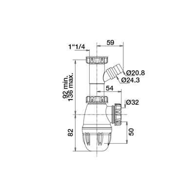 Image du produit SIPHON LAVABO &Oslash;32 - 1 PRISE MAL