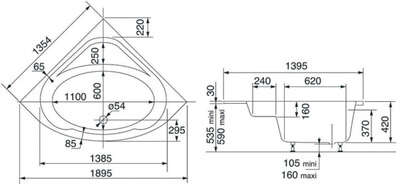 Image du produit BAIGNOIRE ANGLE DOMO 135x135