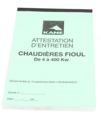 Image du produit ATTESTATION ENTRETIEN FIOUL 4 A 400 KW