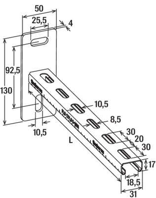 Image du produit CONSOLE RAIL L.200 h.17 Larg.31