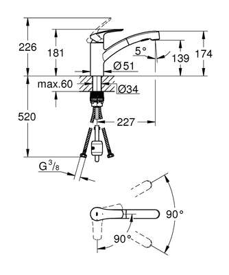 Image du produit MITIGEUR EVIER BEC BAS EUROSMART DOUCHETTE