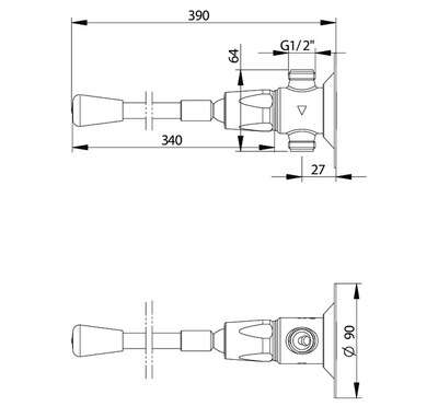 Image du produit ROBINET COMMANDE FEMORALE 712 Lg.390mm