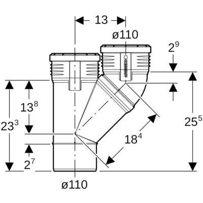 Image du produit EMBRANCHEMENT PARALLELE 45&deg; D.110/110 Silent PP
