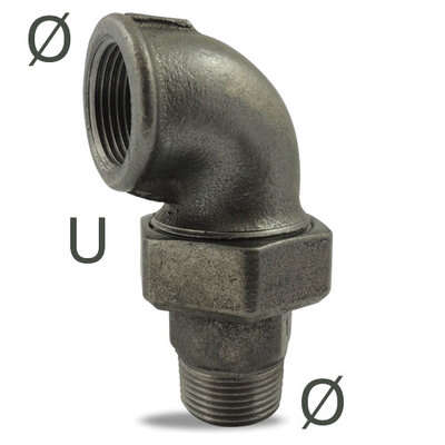 Image du produit COUDE UNION MALE / FEMELLE ACIER NOIR