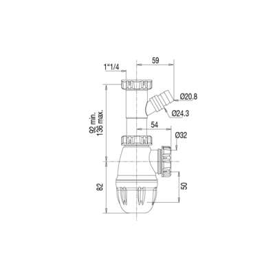 Image du produit SIPHON LAVABO &Oslash;32 - 1 PRISE MAL