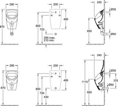 Image du produit URINOIR COMPACT O.NOVO ACTION SIPHONIQUE 75570001