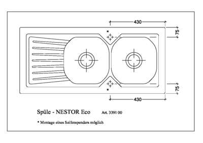 Image du produit EVIER ENCASTRE NESTOR+ 112X51 BONDE 90