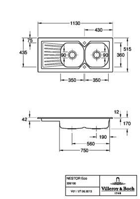 Image du produit EVIER ENCASTRE NESTOR+ 112X51 BONDE 90