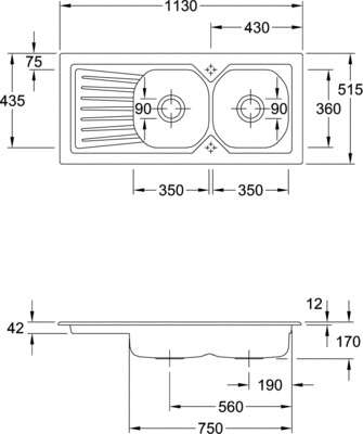 Image du produit EVIER ENCASTRE NESTOR+ 112X51 BONDE 90