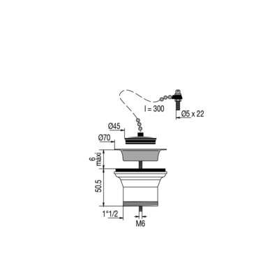 Image du produit BONDE EVIER D.50 BOUCHON CHAINETTE