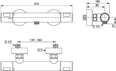 Image du produit MITIGEUR DOUCHE OLYOS THERMOSTATIQUE C3