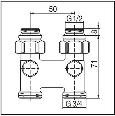 Image du produit RACCORD EN H INVERSION DROIT  1/2 3/4