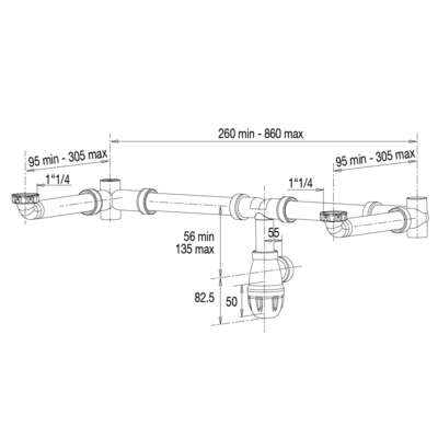 Image du produit TUBULURE CONNECTIC LAVABO 2 VASQUES