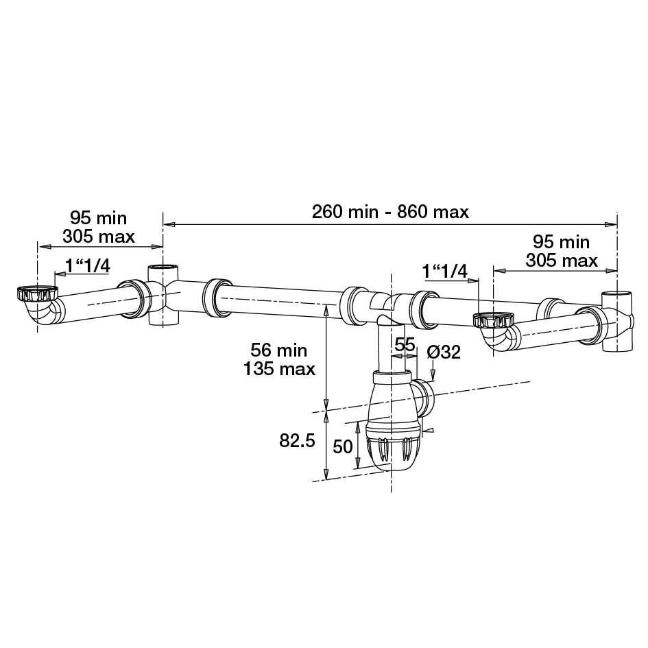 Image du produit TUBULURE CONNECTIC LAVABO 2 VASQUES
