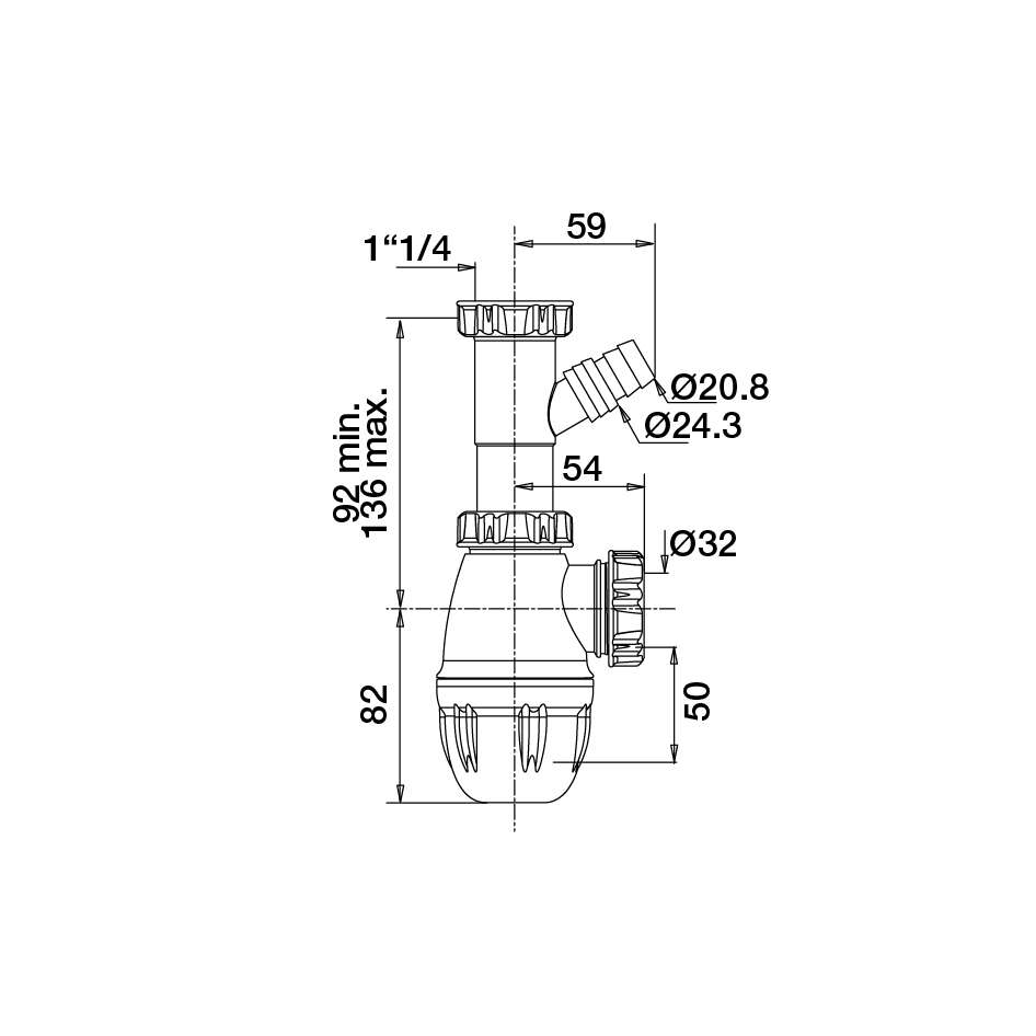Image du produit SIPHON LAVABO &Oslash;32 - 1 PRISE MAL