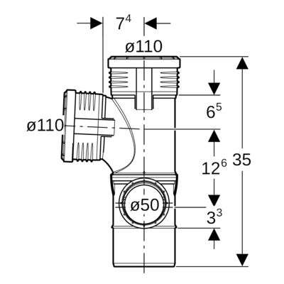 Image du produit EMBR. COMBINE DEPART COUDE D.110/50 Silent PP
