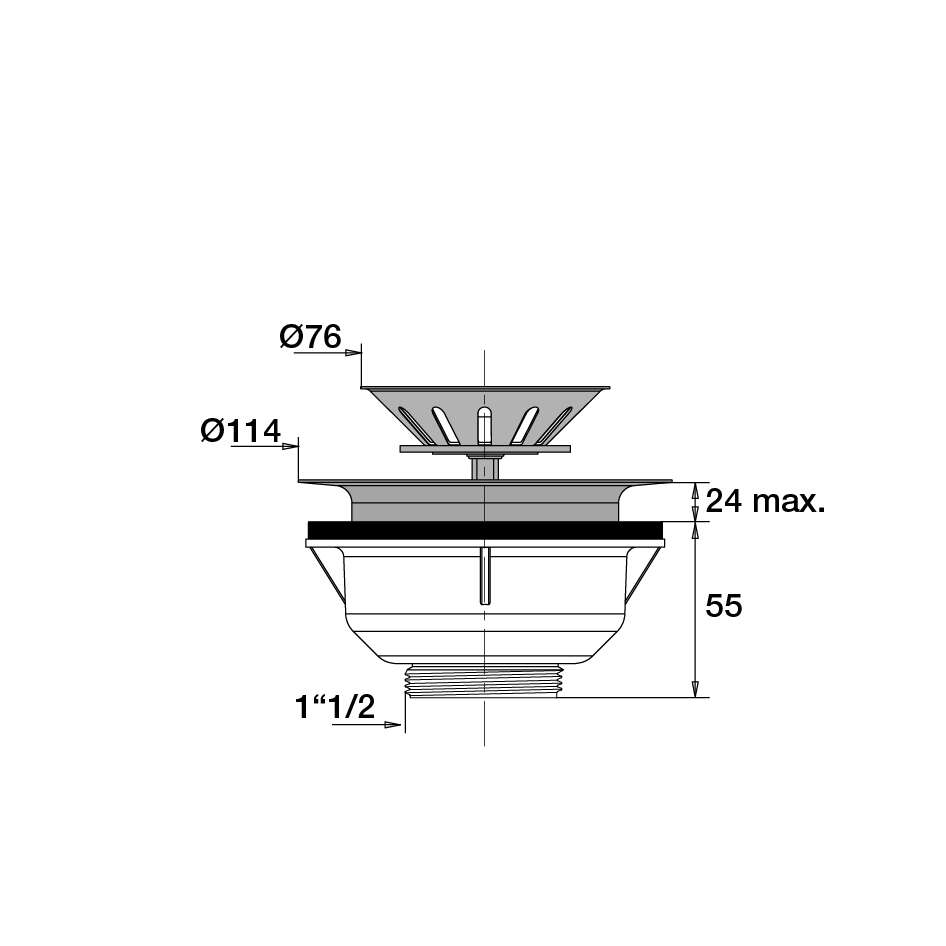 Image du produit BONDE A PANIER EVIER D.90 INOX