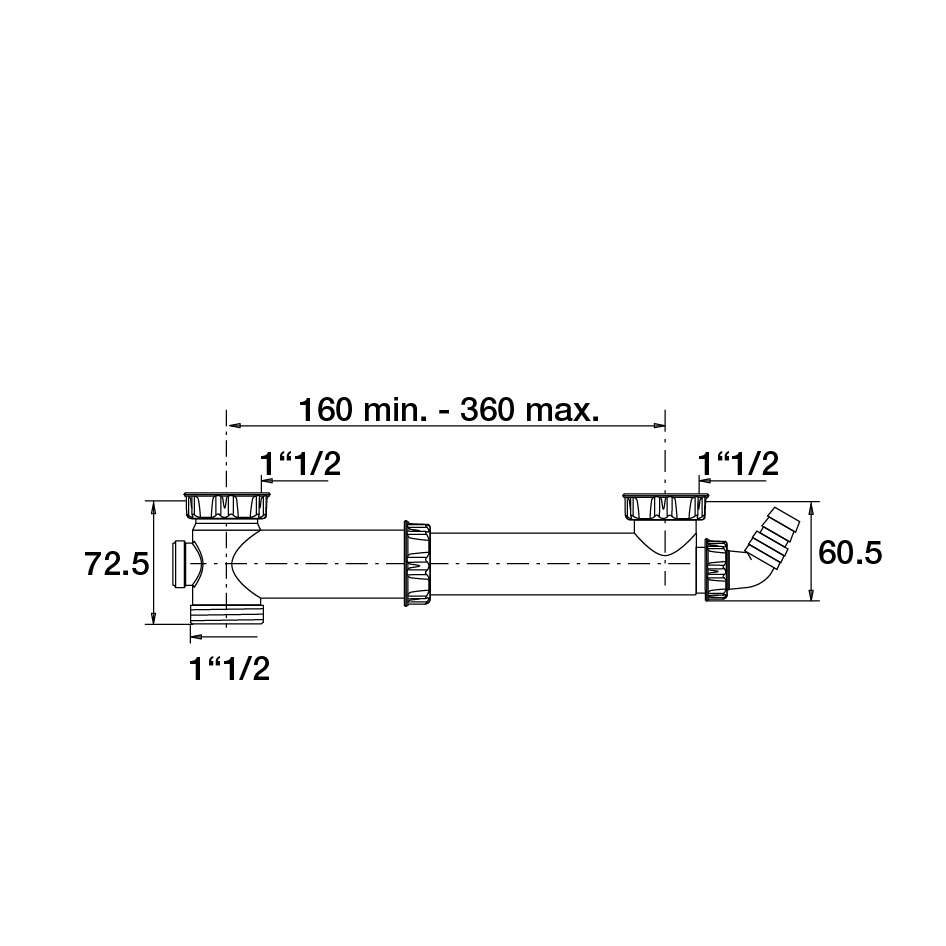 Image du produit TUBULURE EVIER 2 CUVES REGLABLE