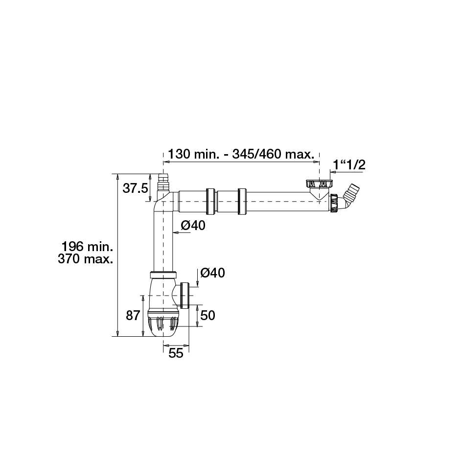Image du produit TUBULURE CONNECTIC EVIER 1 CUVE D.40